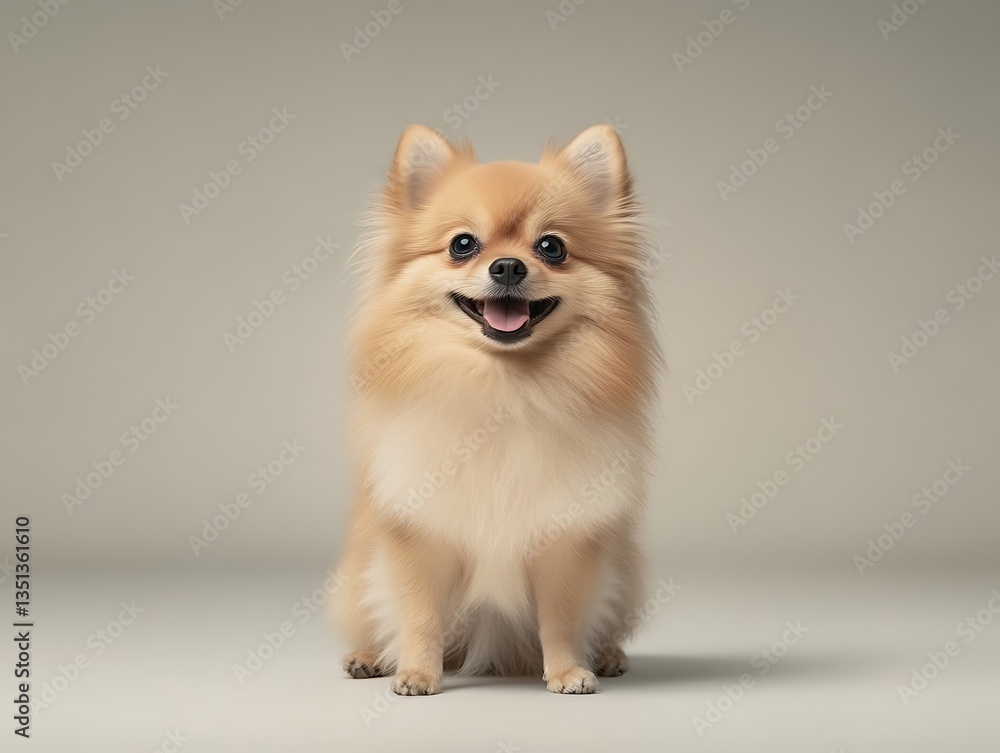Happy Pomeranian Puppy Studio Portrait. Happy Pomeranian Puppy Studio Portrait.