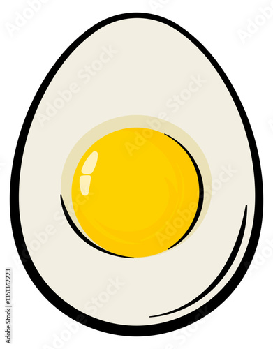 half a boiled chicken egg without background
