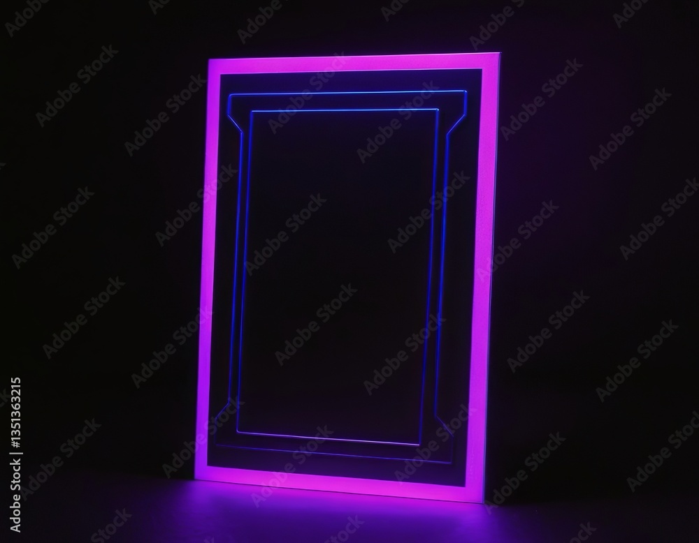 A futuristic glowing frame with vibrant blue and purple neon lights, creating a modern and artistic mood. A futuristic glowing frame with vibrant blue and purple neon lights, creating a modern and artistic mood.