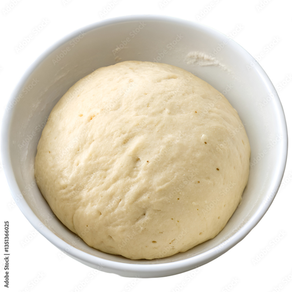 Bread dough in white bowl on top view isolated on transparent background Bread dough in white bowl on top view isolated on transparent background