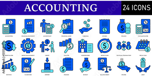 Set of Accounting Icons or symbols Vector fully editable file.