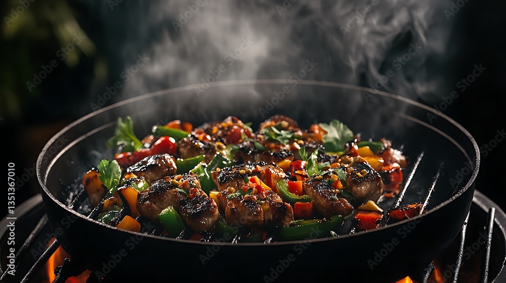 Barbecue grilled bell peppers and onions with perfect smoky char high resolution image Barbecue grilled bell peppers and onions with perfect smoky char high resolution image