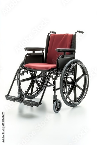 Obraz na płótnie A black and red wheelchair with a red seat, suitable for medical or therapeutic use w salonie