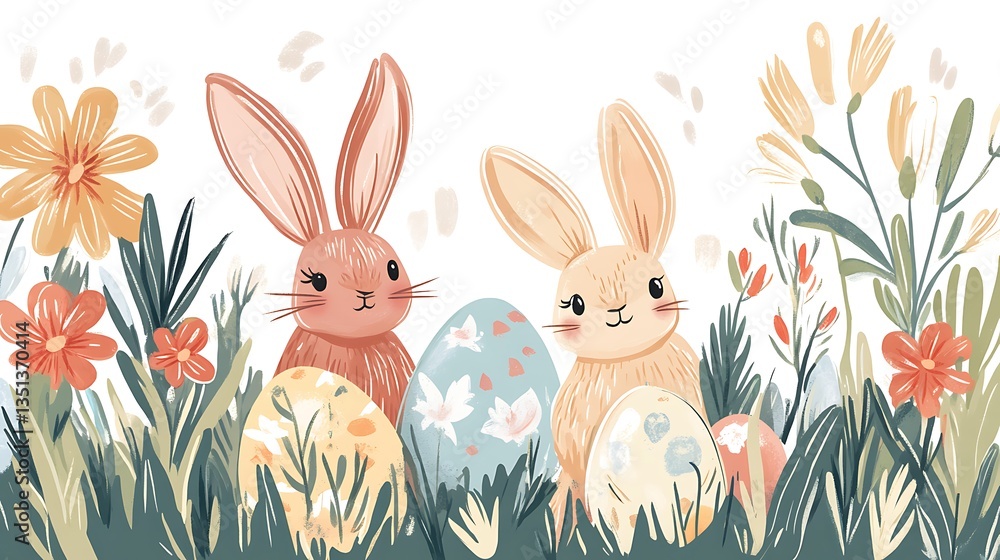 Easter Bunnies Eggs in Spring. (3) Easter Bunnies Eggs in Spring. (3)