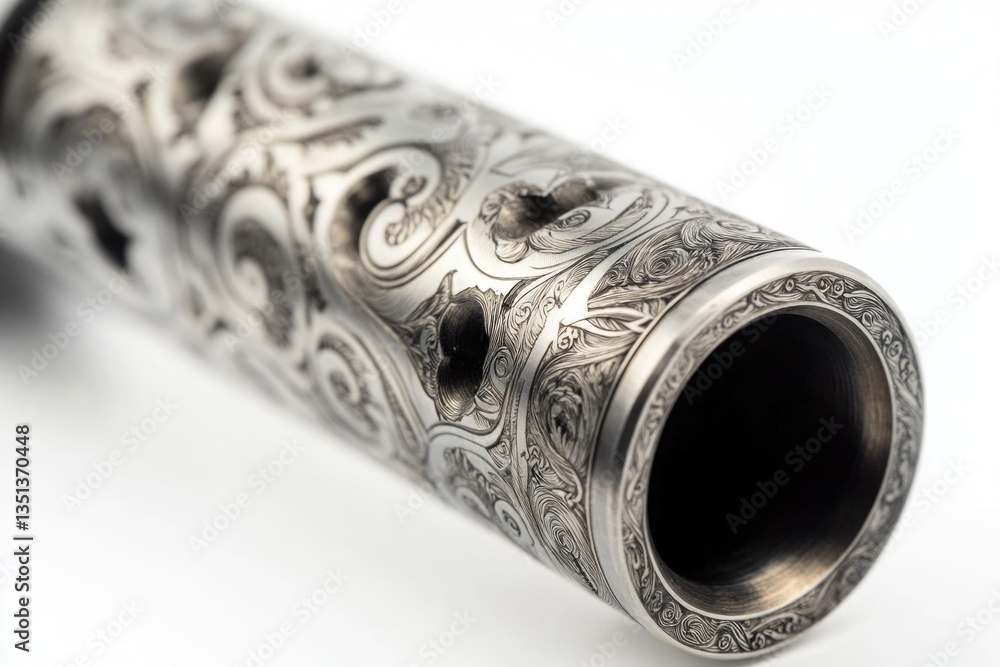 Naklejka premium A close-up shot of a silver pipe on a white surface