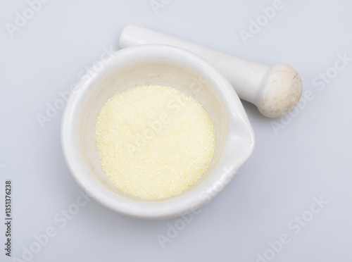 Obraz na plátně Potassium hexacyanidoferrate II on the ligt grey background