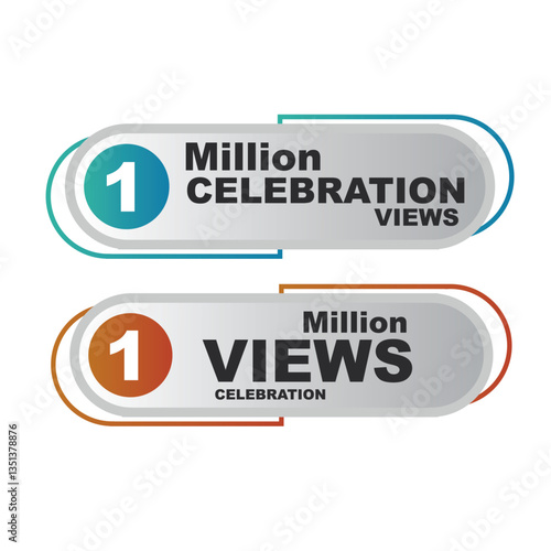 Download this Views Celebration Thumbnail Golden Banner Set 1M, 1 Million Views, 1M Views, 1M Views eps vector file29