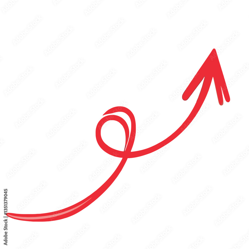 Dynamic Red Arrow Points Upward, Symbolizing Growth Dynamic Red Arrow Points Upward, Symbolizing Growth