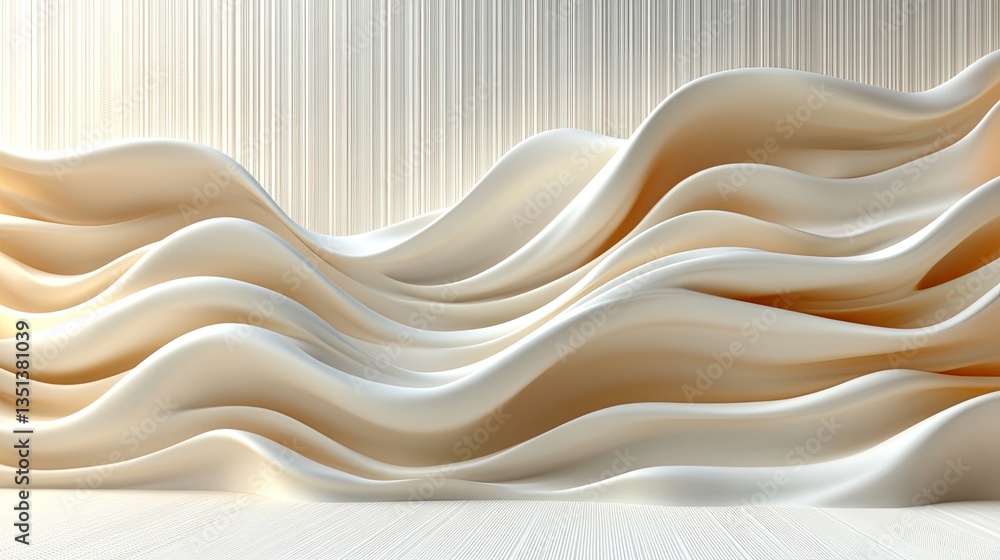 Obraz premium Creamy fabric waves, textured backdrop, interior design