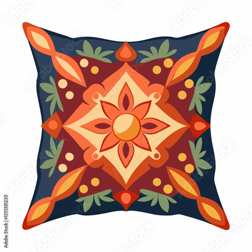 decorative throw pillow with embroidered patterns