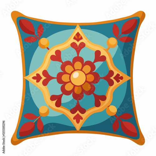 decorative throw pillow with embroidered patterns