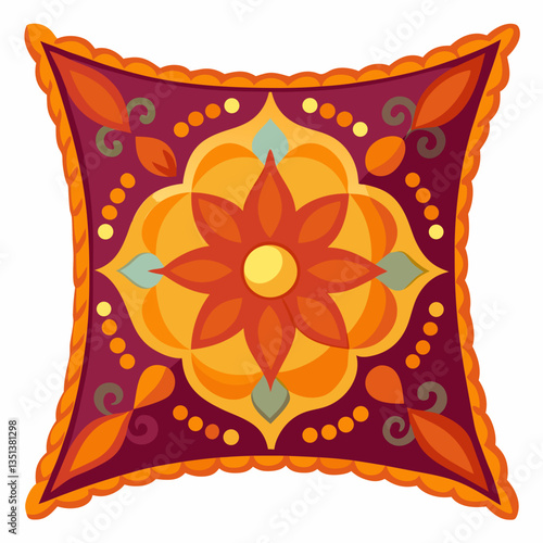 decorative throw pillow with embroidered patterns