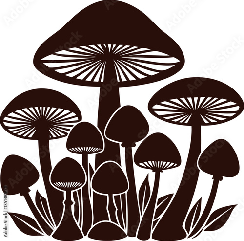 Mushrooms Silhouette Illustration vector