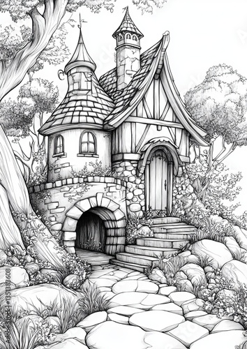 Wallpaper Mural Fantasy Village Coloring Pages Torontodigital.ca