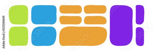 Set of blob shapes color. Asymmetric Bubble Boxes. Abstract freeform notes