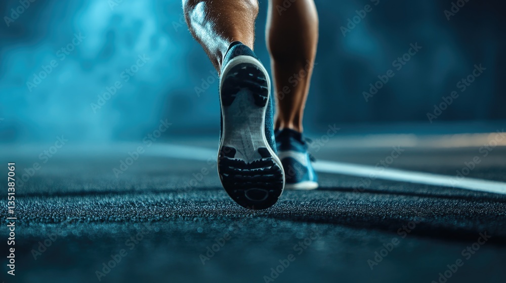 A person in motion on a paved road, great for action or sports themes
