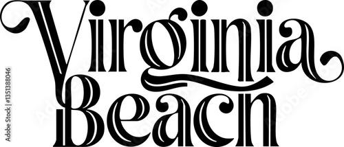 Stylish Virginia Beach typography in elegant script, decorative lettering design for branding, posters, invitations, signage, beach-themed graphics.