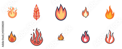Fire Flame Energy Icons and Bright Designs