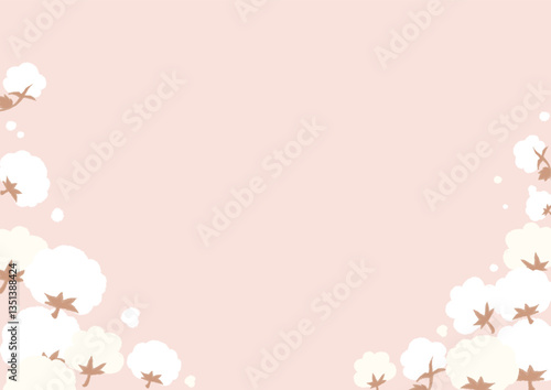 手書き風の綿花のイラスト、背景