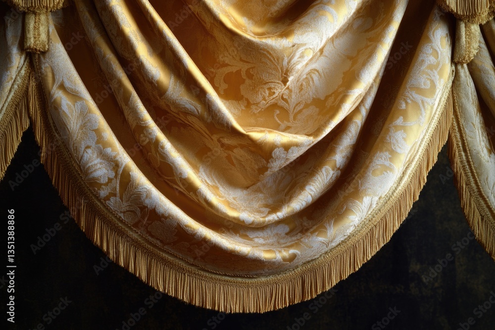 A close-up shot of a curtain on a wall, providing a textured and patterned design
