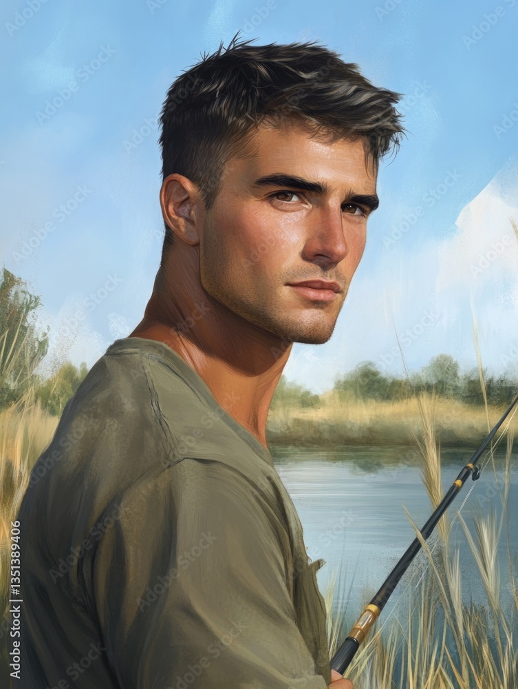 A person holding a fishing rod, ready to cast a line