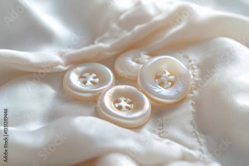 Three buttons photographed on a white cloth