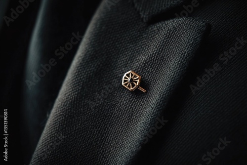 Obraz na płótnie A close-up view of a lapel pin on a person's suit, great for corporate or formal events w salonie