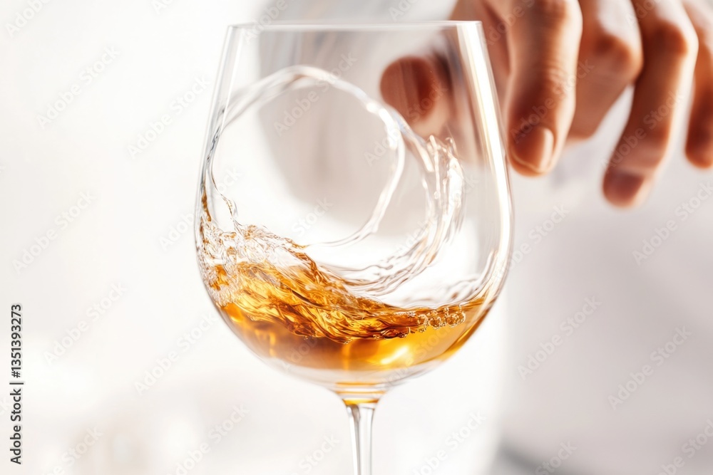 A person pouring wine into a wine glass, ideal for food and beverage related images