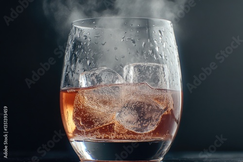 Obraz na płótnie A glass filled with cold liquid and ice cubes w salonie