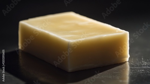 Obraz na płótnie A single piece of cheese sitting on a table w salonie