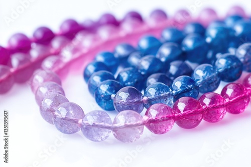 A close-up shot of various beads arranged on a table, suitable for use in craft or design projects