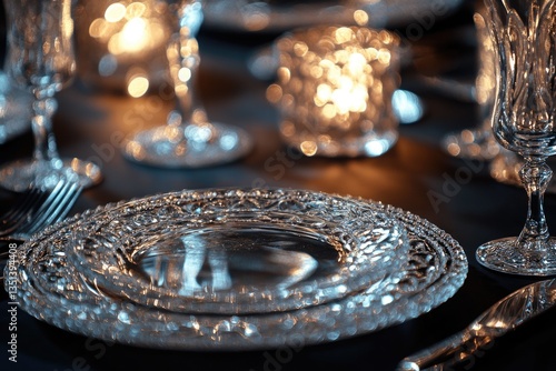 A close-up view of a plate on a table, ideal for use in food-related contexts