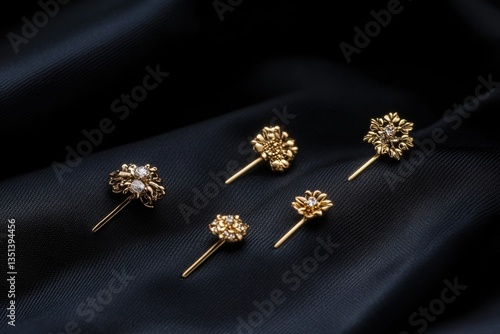 Obraz na płótnie Close-up shot of multiple pins on fabric, useful for sewing or crafting projects w salonie