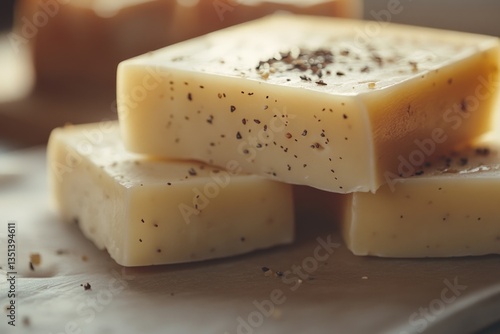 Fresh cheese sitting on a wooden cutting board, perfect for cooking or serving