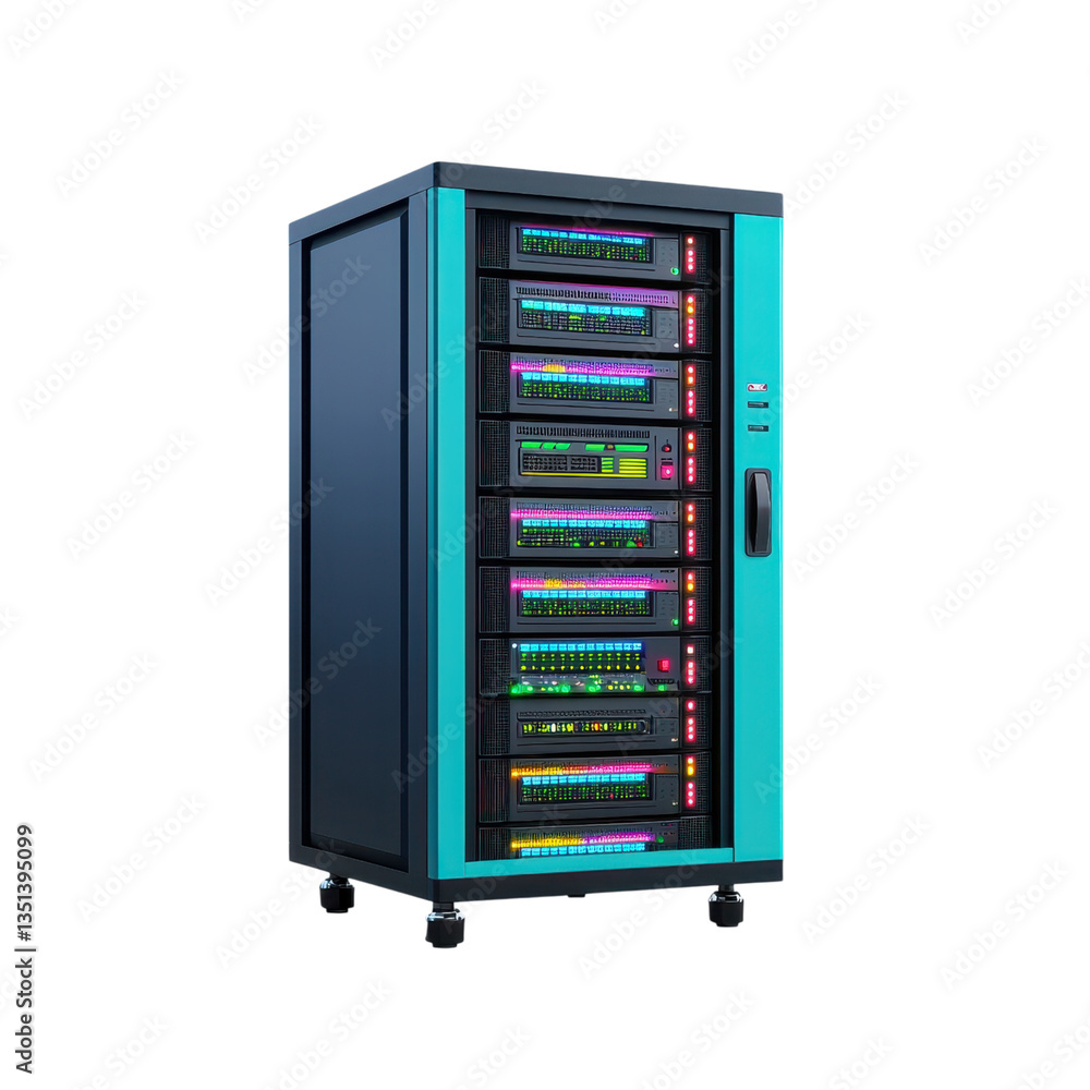 Server rack with multiple servers. Concept of data storage, networking, and information technology. Server rack with multiple servers. Concept of data storage, networking, and information technology.