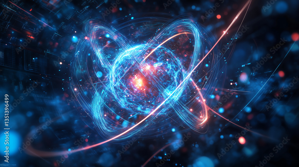 A sleek quantum computer with holographic projections, neon lights, and flowing algorithms in a dark environment. A sleek quantum computer with holographic projections, neon lights, and flowing algorithms in a dark environment.