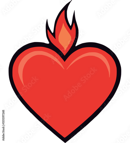 Red Heart Flame Symbol of Passion and Emotion