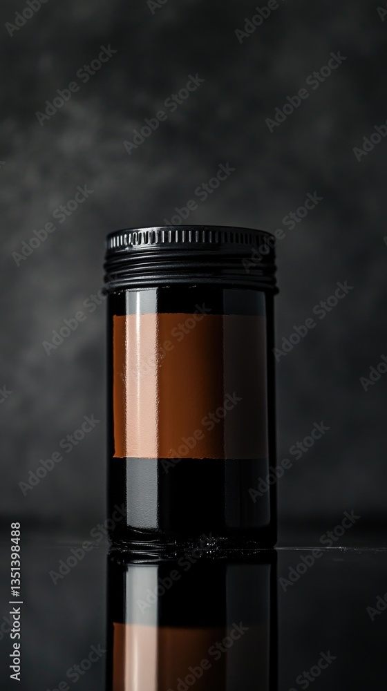 A simple ceramic jar with dark and earthy tones sits on a table, ready for use