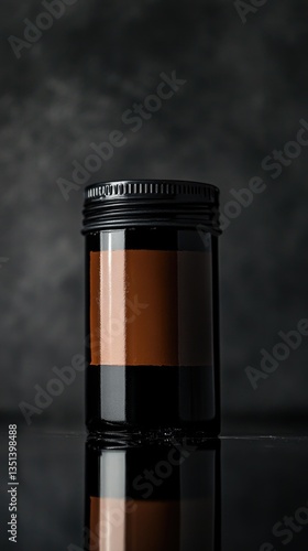 Obraz na płótnie A simple ceramic jar with dark and earthy tones sits on a table, ready for use w salonie