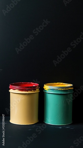 Containers stacked side by side on a floor or warehouse shelf