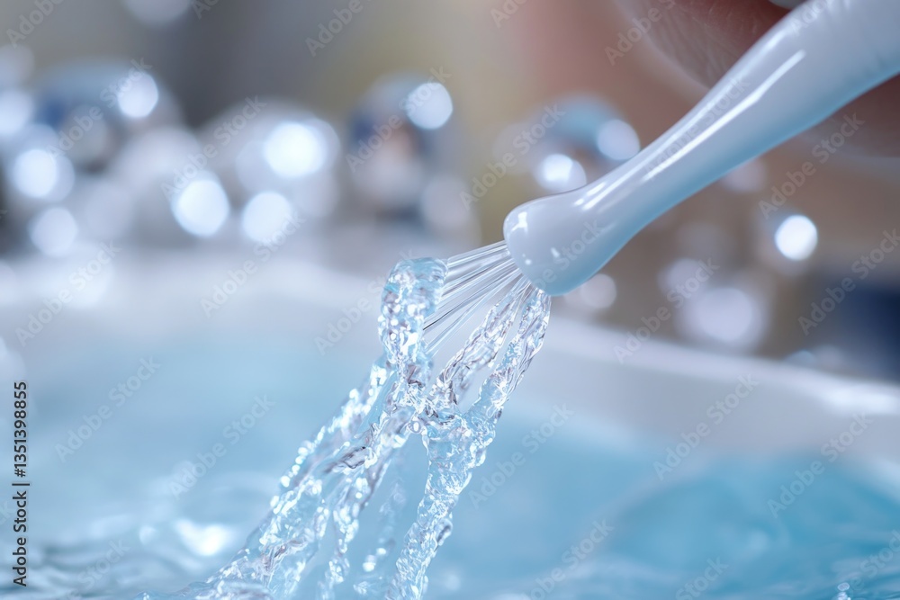 A person uses a toothbrush to clean a bowl of water, a simple and effective way to keep things tidy