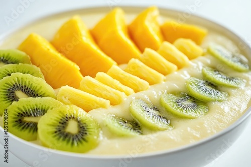 Obraz na płótnie A colorful bowl filled with fresh fruit and sliced kiwi, perfect for snacking or decorating w salonie