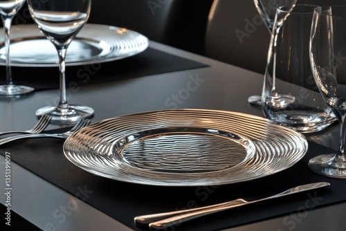 Obraz na płótnie A table with a plate, silverware, and glassware w salonie