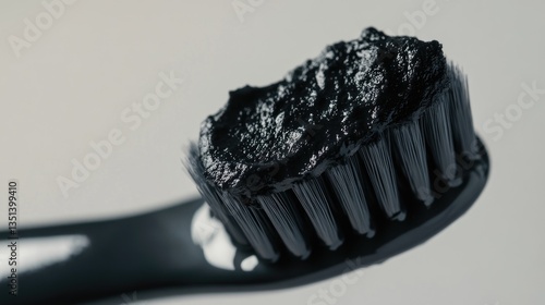 Obraz na płótnie Close-up of a toothbrush with black bristles, suitable for dental or personal care themes w salonie