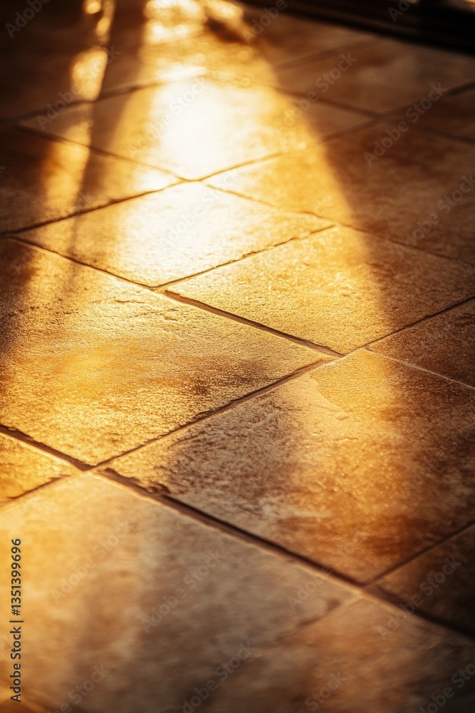 A close-up shot of a person walking on a tiled floor, great for use in travel or architecture scenes