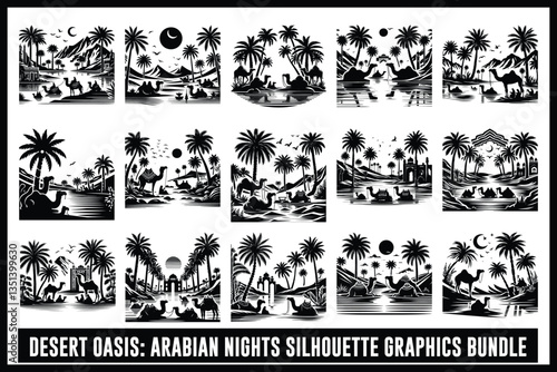 Desert Camel Caravan SVG Vector Bundle