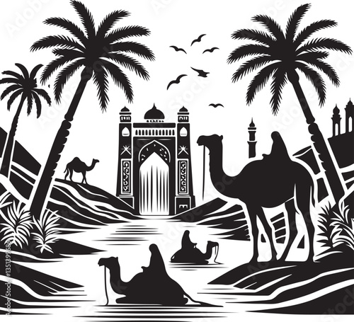 Desert Camel Caravan SVG Vector Bundle