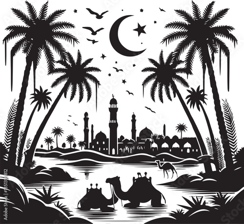 Desert Camel Caravan SVG Vector Bundle