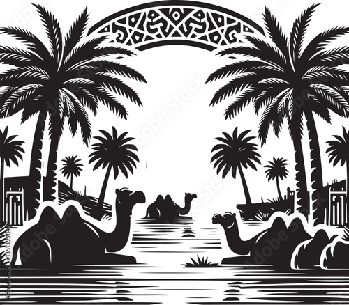 Desert Camel Caravan SVG Vector Bundle