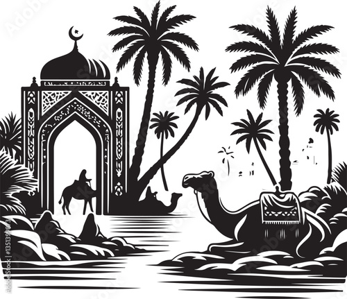 Desert Camel Caravan SVG Vector Bundle